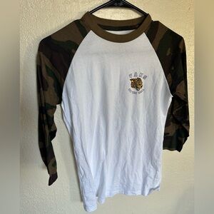 Vans Kids Camo Sleeve Long Sleeve Tee - White and Green